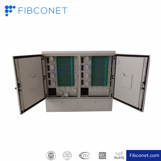 A cruz exterior da fibra ótica do armário do divisor da fibra ótica conecta o armário